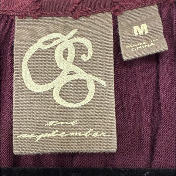 ANTHROPOLOGIE ONE SEPTEMBER Embroidered Tunic Blouse Maroon Women’s Size Medium - Picture 6 of 8